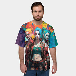 Футболка оверсайз мужская Три девушки на Хэллоуин, цвет: 3D-принт — фото 2