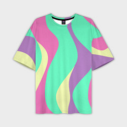 Мужская футболка оверсайз Полосатая цветная абстракция