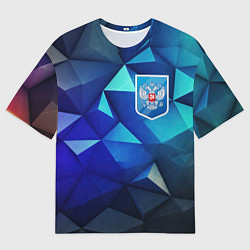 Футболка оверсайз мужская Russia blue abstract, цвет: 3D-принт