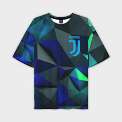 Футболка оверсайз мужская Juventus blue abstract logo, цвет: 3D-принт