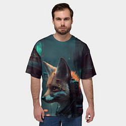 Футболка оверсайз мужская Кибернетический лис, цвет: 3D-принт — фото 2
