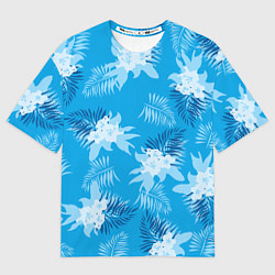 Футболка оверсайз мужская Синие цветы - Vice city - new ver, цвет: 3D-принт