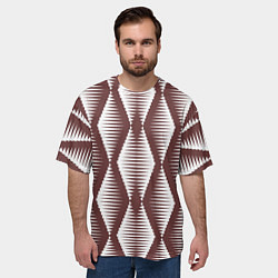 Футболка оверсайз мужская Ромбы цвета кофе, цвет: 3D-принт — фото 2