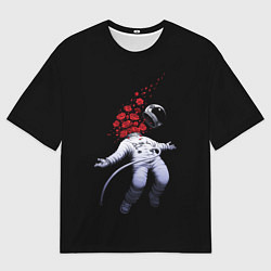 Мужская футболка оверсайз Скафандр и розы