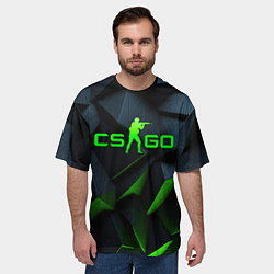 Футболка оверсайз мужская CSGO green texture logo, цвет: 3D-принт — фото 2
