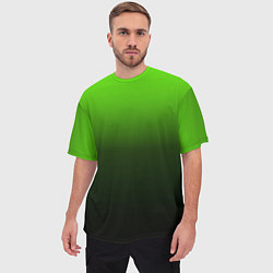 Футболка оверсайз мужская Градиент ядовитый зеленый - черный, цвет: 3D-принт — фото 2