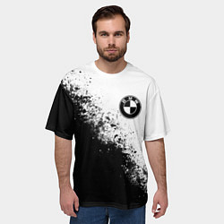 Футболка оверсайз мужская BMW - black and white, цвет: 3D-принт — фото 2