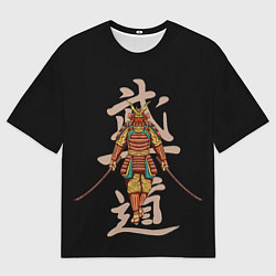 Футболка оверсайз мужская Самурай - иероглифы, цвет: 3D-принт