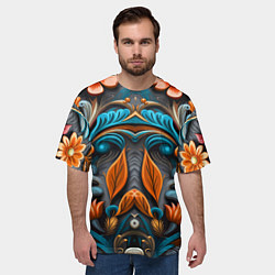Футболка оверсайз мужская Mirrow floral pattern - art - vogue, цвет: 3D-принт — фото 2