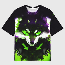 Мужская футболка оверсайз Кислотный енот