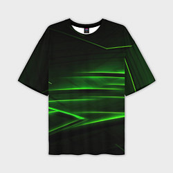 Футболка оверсайз мужская Green lines abstract, цвет: 3D-принт