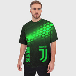 Футболка оверсайз мужская Juventus green logo neon, цвет: 3D-принт — фото 2