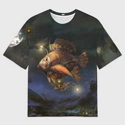 Футболка оверсайз мужская Рыба-дирижабль в ночи, цвет: 3D-принт