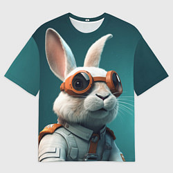 Футболка оверсайз мужская Белый кролик-космонавт, цвет: 3D-принт