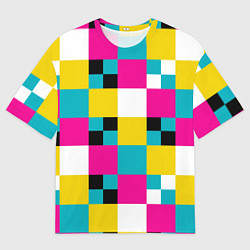Футболка оверсайз мужская Геометрический ретро узор cmyk, цвет: 3D-принт