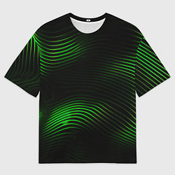 Футболка оверсайз мужская Зеленые тонкие линии, цвет: 3D-принт