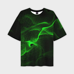 Мужская футболка оверсайз Зеленый абстрактный дым