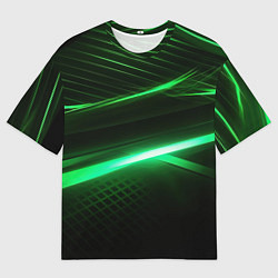 Футболка оверсайз мужская Зеленый неоновый свет, цвет: 3D-принт