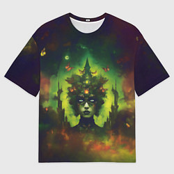Футболка оверсайз мужская Зеленая фантастическая ведьма с бабочками, цвет: 3D-принт