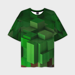 Мужская футболка оверсайз Зелёный блоковый паттерн
