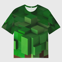 Футболка оверсайз мужская Зелёный блоковый паттерн, цвет: 3D-принт