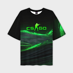 Мужская футболка оверсайз CSGO neon green logo