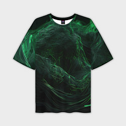 Мужская футболка оверсайз Темно зеленая абстракция
