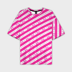 Мужская футболка оверсайз Барби и розовые полосы