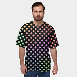 Футболка оверсайз мужская Цветной под сеткой имитация, цвет: 3D-принт — фото 2