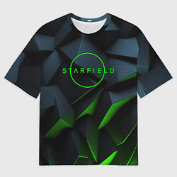 Футболка оверсайз мужская Starfield black green logo, цвет: 3D-принт