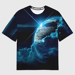 Футболка оверсайз мужская Космос и сияющая планета, цвет: 3D-принт