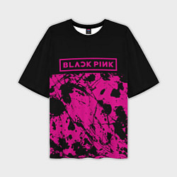 Мужская футболка оверсайз Black pink - emblem - pattern - music