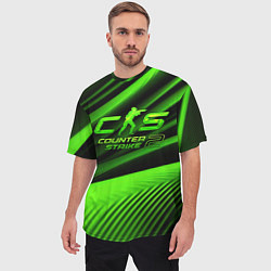 Футболка оверсайз мужская CS2 Counter strike green logo, цвет: 3D-принт — фото 2
