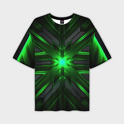 Мужская футболка оверсайз Зеленый свет в абстракции