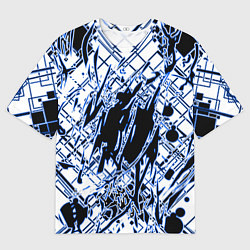 Мужская футболка оверсайз Кибернетическая клякса синяя