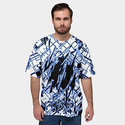 Футболка оверсайз мужская Кибернетическая клякса синяя, цвет: 3D-принт — фото 2