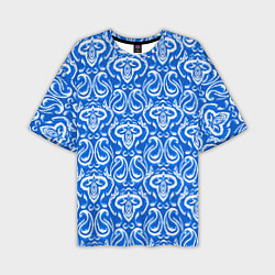 Мужская футболка оверсайз Синий этнический орнамент