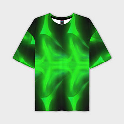 Футболка оверсайз мужская Black green abstract, цвет: 3D-принт