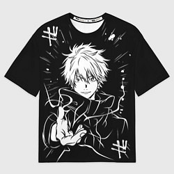 Футболка оверсайз мужская Сатору Годжо - черно-белый, цвет: 3D-принт