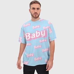 Футболка оверсайз мужская Baby - Barbie style: blue pattern, цвет: 3D-принт — фото 2