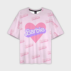 Футболка оверсайз мужская Барби и розовое сердце: паттерн, цвет: 3D-принт