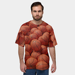 Футболка оверсайз мужская Узор с баскетбольными мячами, цвет: 3D-принт — фото 2