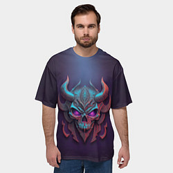 Футболка оверсайз мужская Череп рогатого демона, цвет: 3D-принт — фото 2
