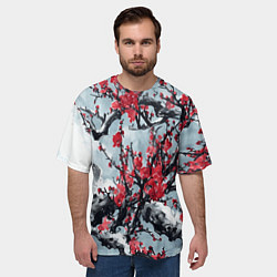 Футболка оверсайз мужская Лепестки цветущей вишни - сакура, цвет: 3D-принт — фото 2
