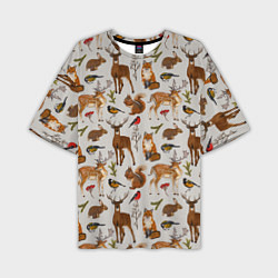 Мужская футболка оверсайз Лесные животные