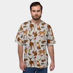 Футболка оверсайз мужская Лесные животные, цвет: 3D-принт — фото 2