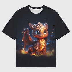 Футболка оверсайз мужская Котик дракоша, цвет: 3D-принт