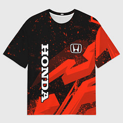 Мужская футболка оверсайз Honda - красная абстракция