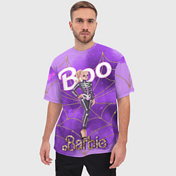 Футболка оверсайз мужская Барби в костюме скелета: паутина и фиолетовый дым, цвет: 3D-принт — фото 2