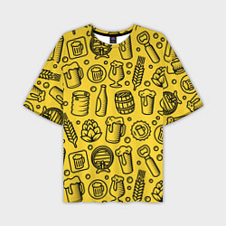 Мужская футболка оверсайз Пиво и аксессуары - жёлтый